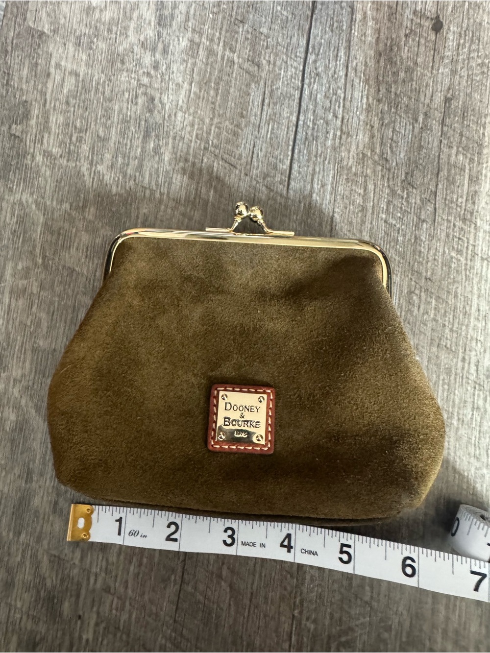 Vintage Dooney & Bourke Suede Coin Purse – Brown Suede with Red Lining Suede Kis - Picture 5 of 9